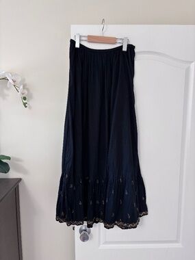 Anokhi 100% Cotton Made in India Black Maxi Skirt Women’s Size 10